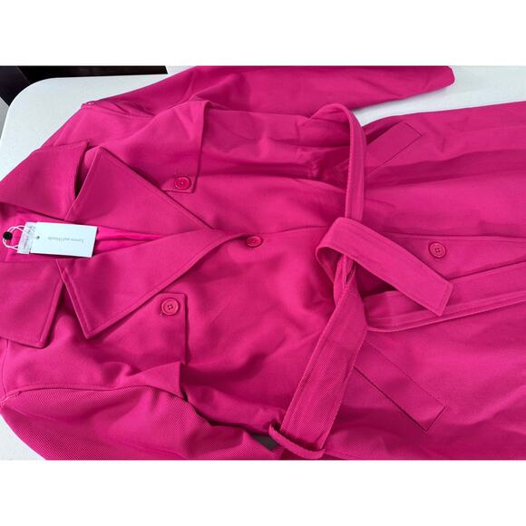 "NEW W/DEFECT"  "Lovers & Friends" Hot Pink Trench Coat SZ XS Fairy Goth Blondie - Picture 5 of 16
